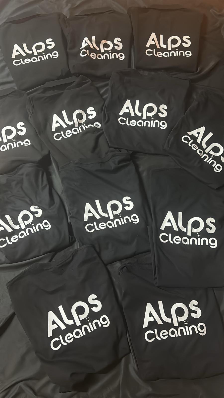 T-shirts DTF pour Alps Cleaning — impression blanche