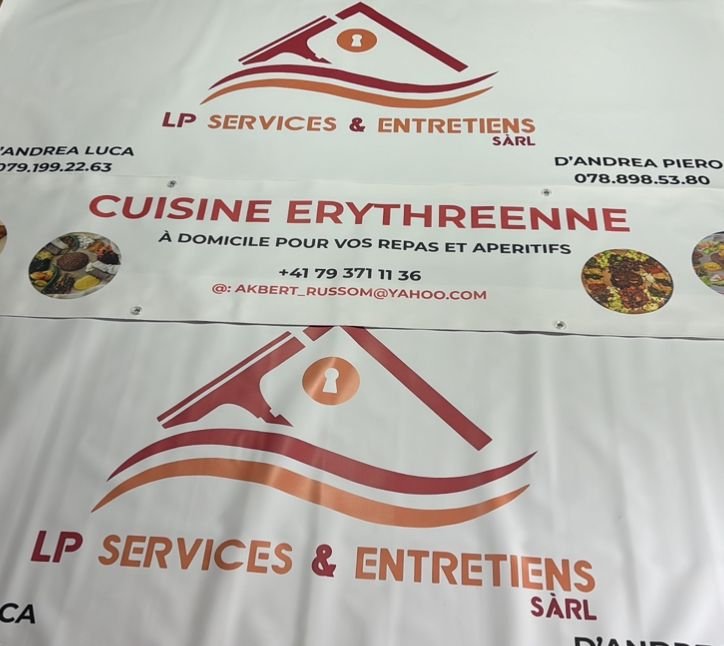 Bâches imprimées LP Services et Cuisine Érythréenne